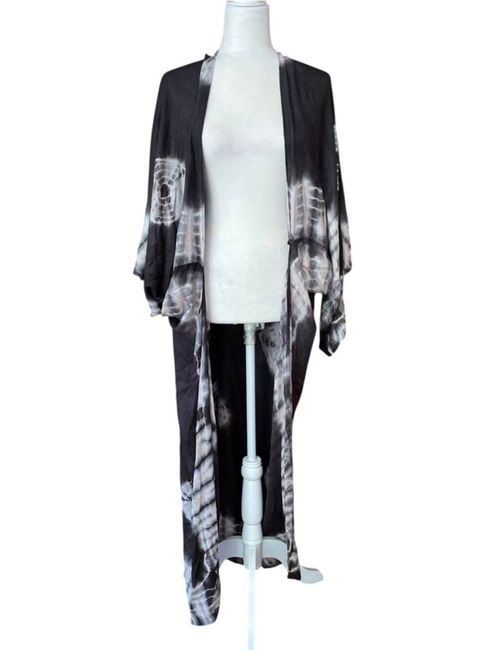 Free People Spell Bound Duster Black White Tie Dye Boho Indie OS Whimsy Fairy - Picture 5 of 13